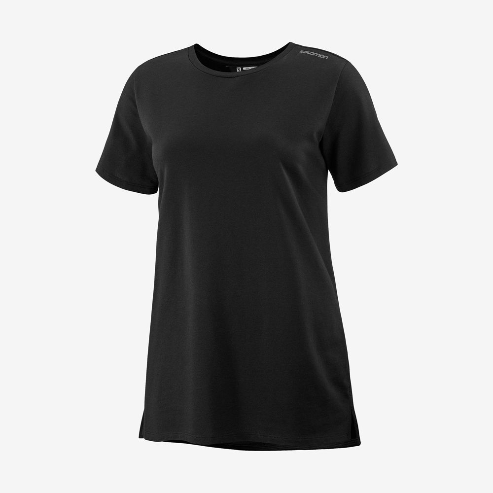 Salomon Singapore Womens T-shirts - OUTLIFE LAYERING W Black | 16824-VCHN